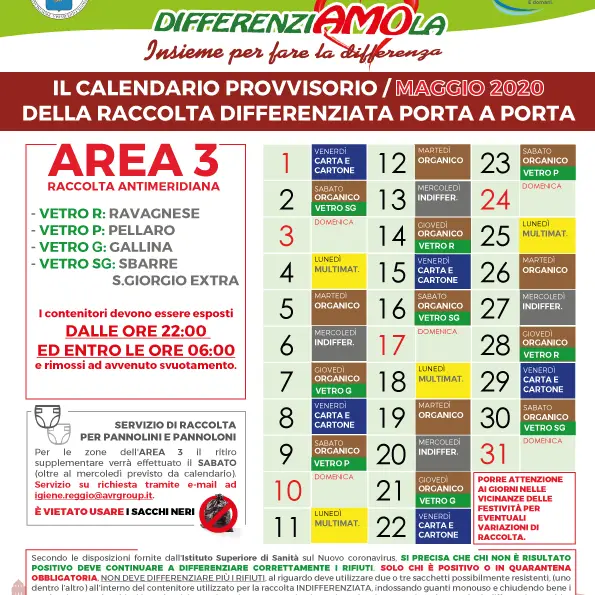 Reggio Calabria, ecco i calendari della raccolta differenziata per il mese di maggio