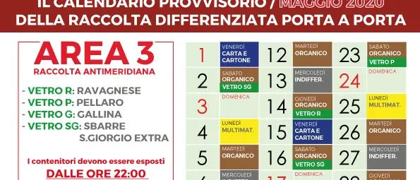 Reggio Calabria, ecco i calendari della raccolta differenziata per il mese di maggio