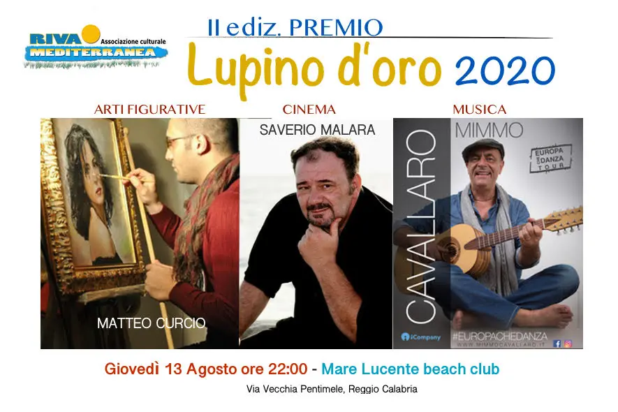 Musica e arte, il premio Lupino d'oro a Cavallaro, Curcio e Malara