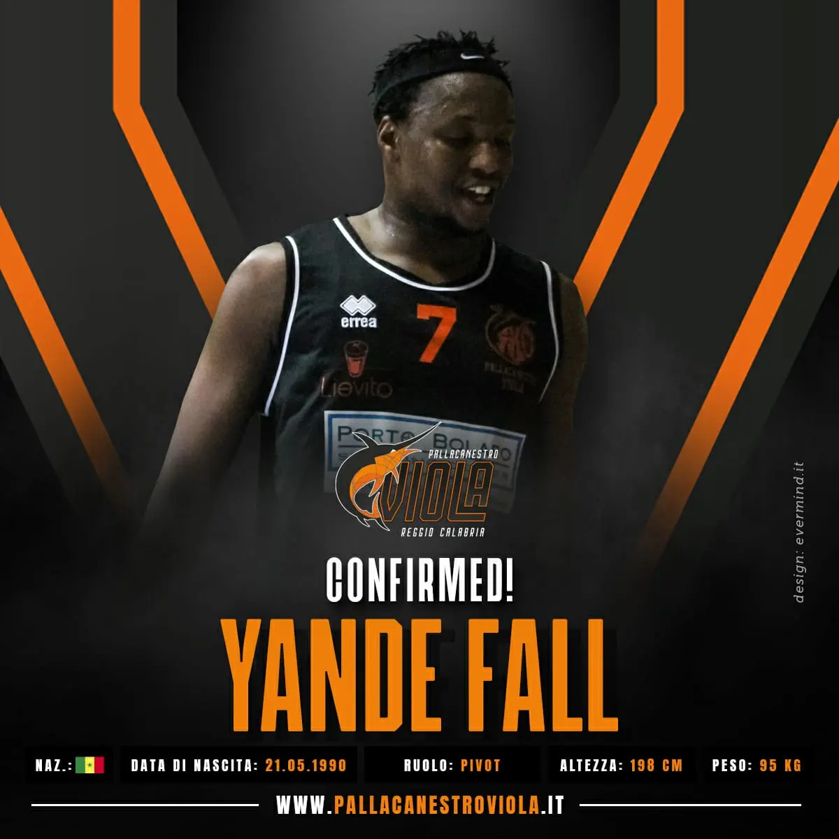 Viola, confermato per la terza volta in neroarancio Yande Fall