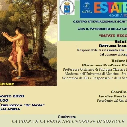 Reggio Calabria, incontro del Cis Calabria su “La colpa e la peste nell’Edipo Re” di Sofocle