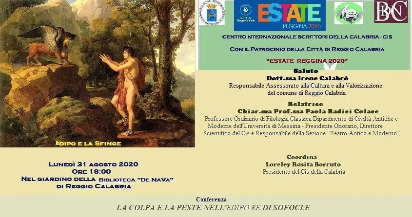 Reggio Calabria, incontro del Cis Calabria su “La colpa e la peste nell’Edipo Re” di Sofocle