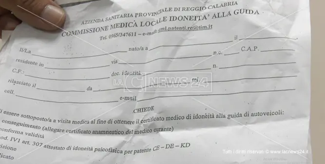 Asp Reggio, non c’è il presidente della commissione medica e la patente diventa un miraggio