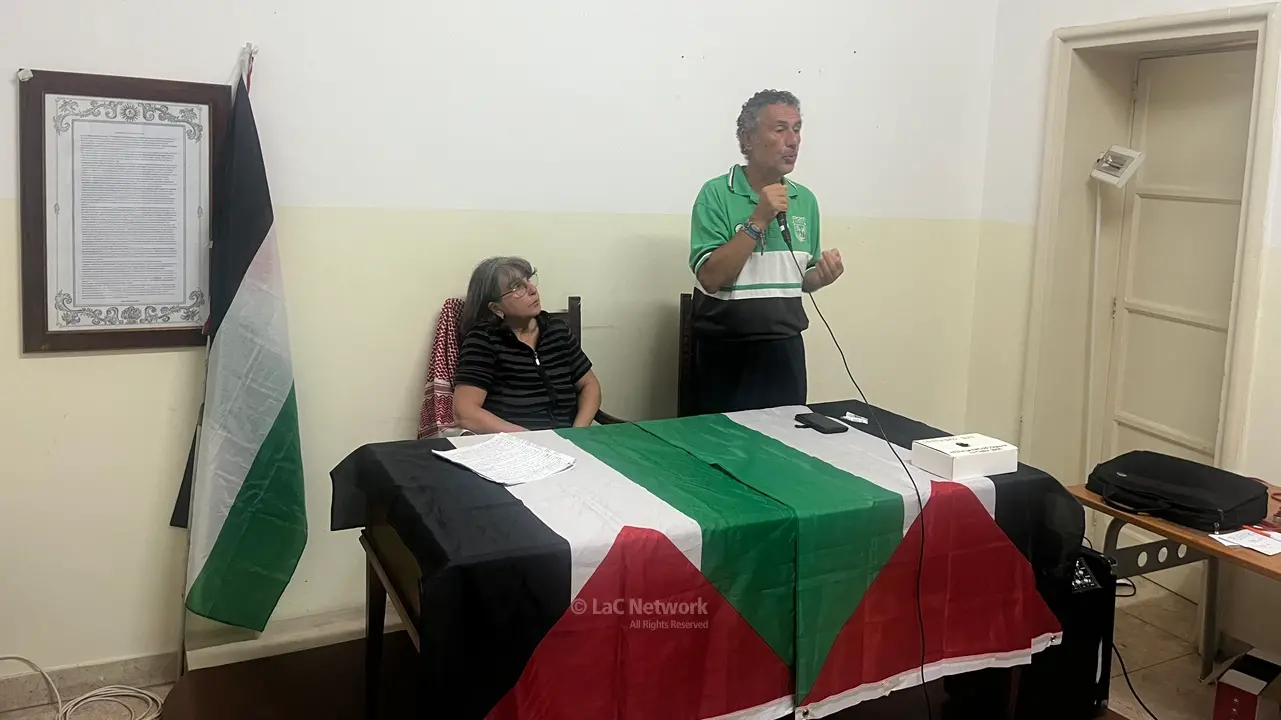 <p>L&#39;attivista della Freedom Flotilla Italia Antonio Mazzeo a Reggio</p>\\n