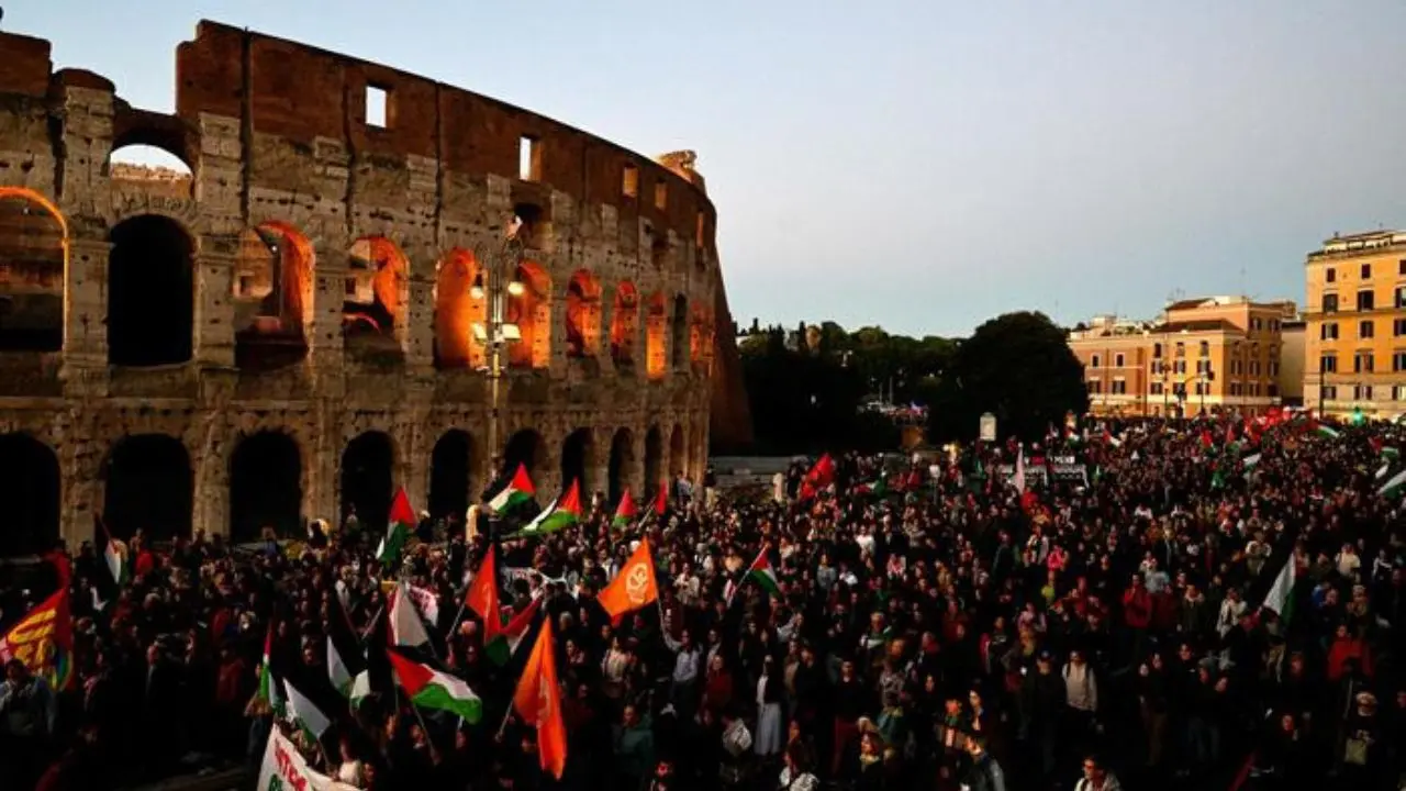 Una manifestazione per la Palestina a Roma