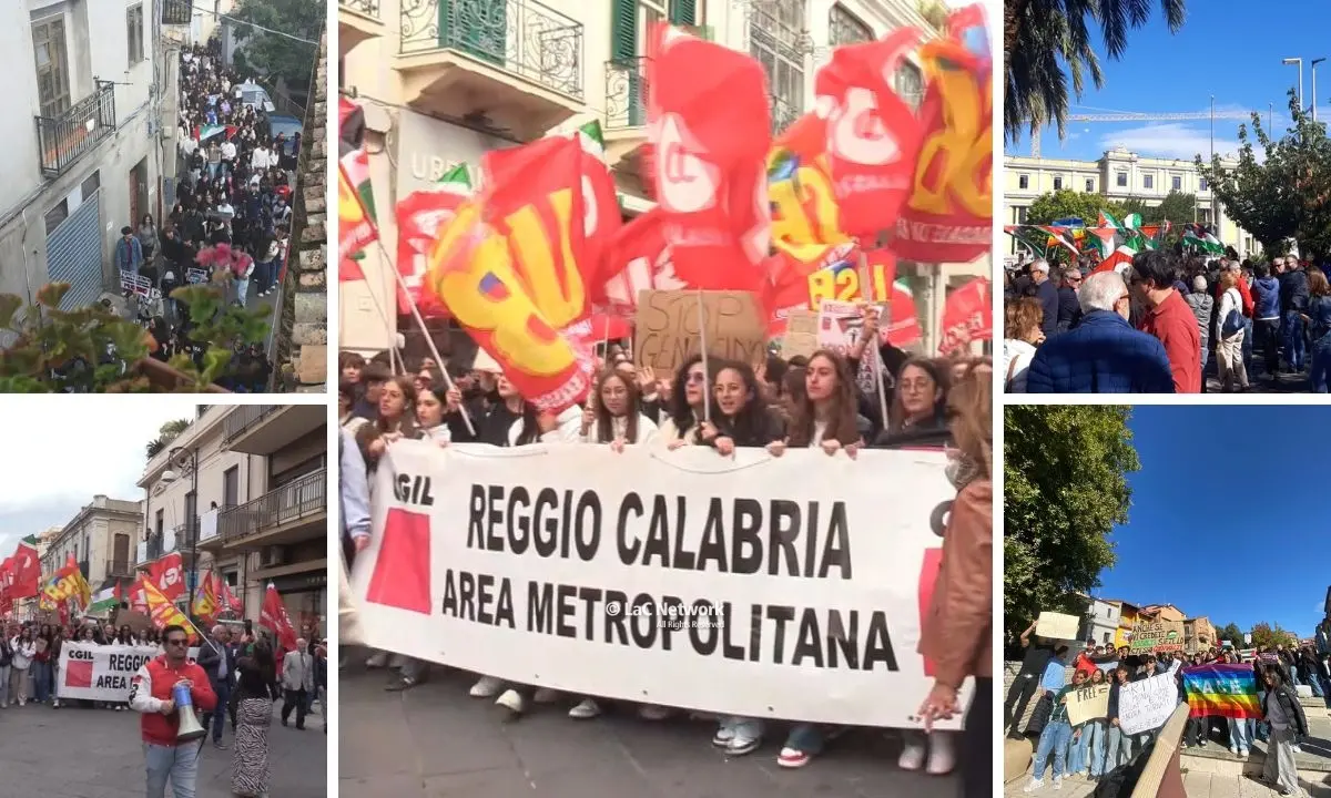 Dal Pollino allo Stretto, in\u00A0Calabria 15mila in piazza per Gaza. Striscioni, canti e una sola voce: «Palestina libera»\n