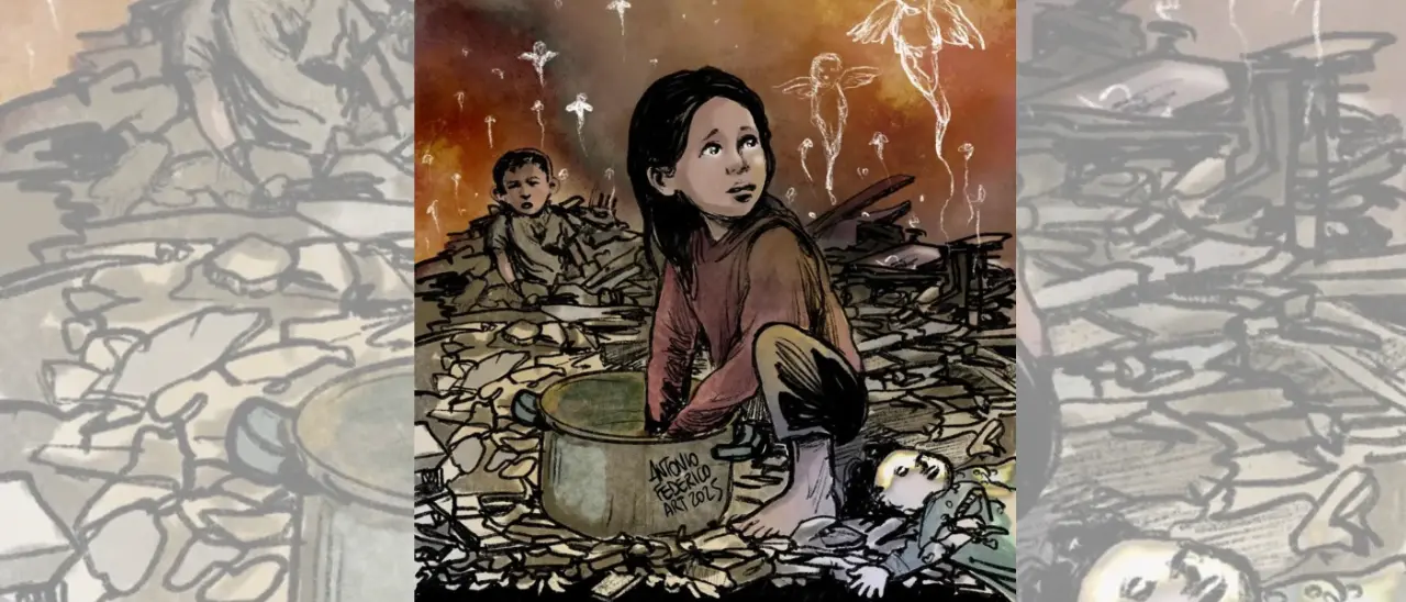 Buonanotte Gaza, l’artista reggino Antonio Federico racconta il dolore dei bambini palestinesi tra le macerie