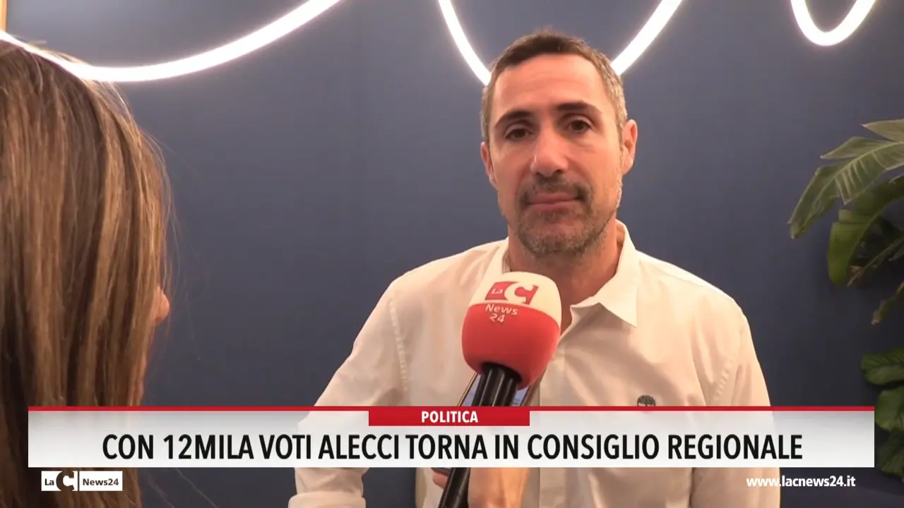 Con i 12mila voti Alecci torna in Consiglio regionale