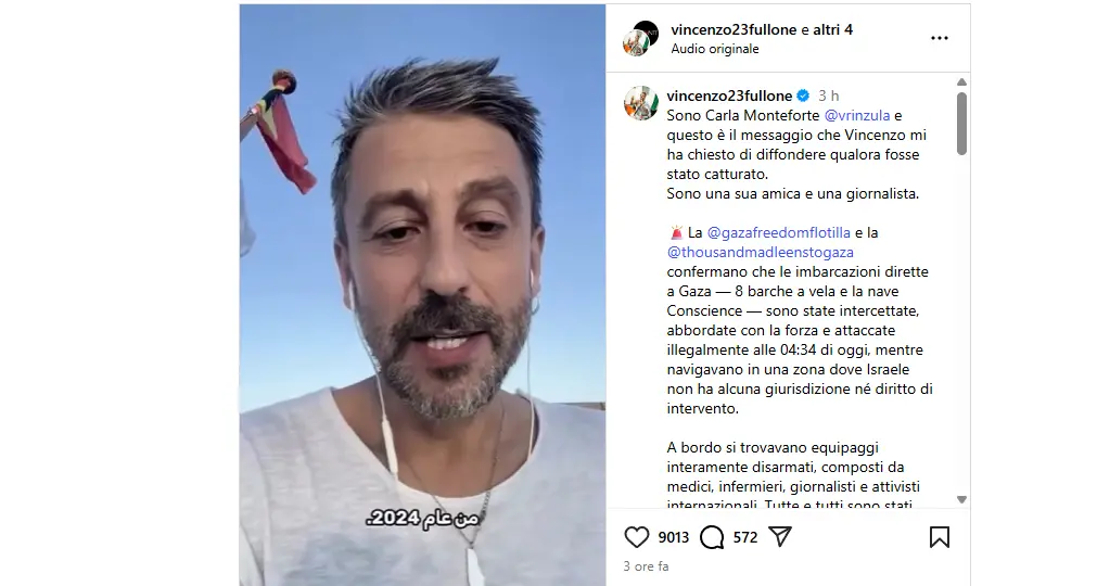 Flotilla per Gaza, fermato stanotte anche l’attivista calabrese Vincenzo Fullone\n