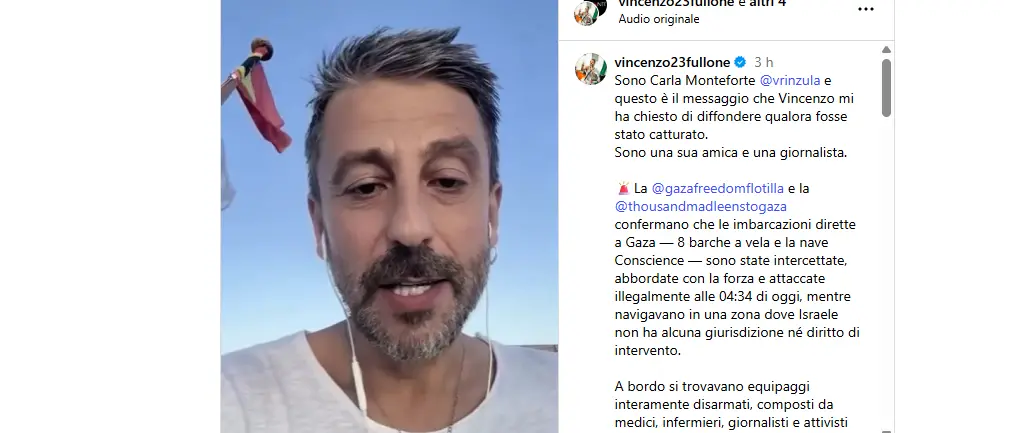 Flotilla per Gaza, fermato stanotte anche l’attivista calabrese Vincenzo Fullone\n