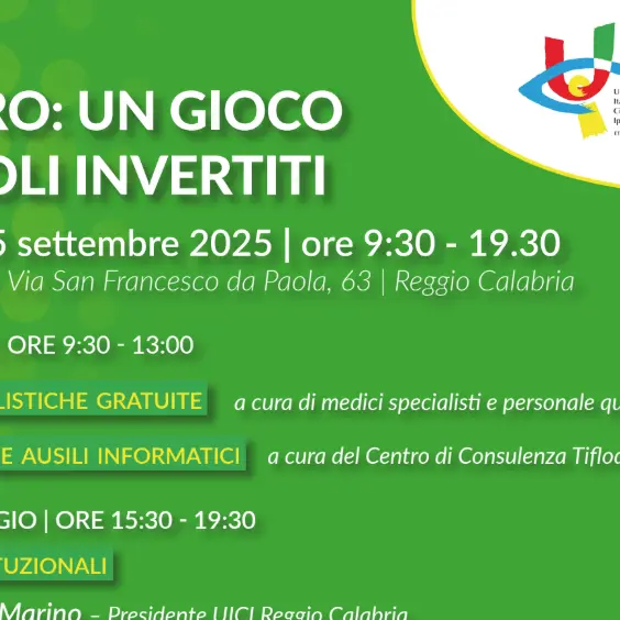 L'UICI Reggio promuove l'evento \"Lavoro: un gioco di ruoli invertiti\"