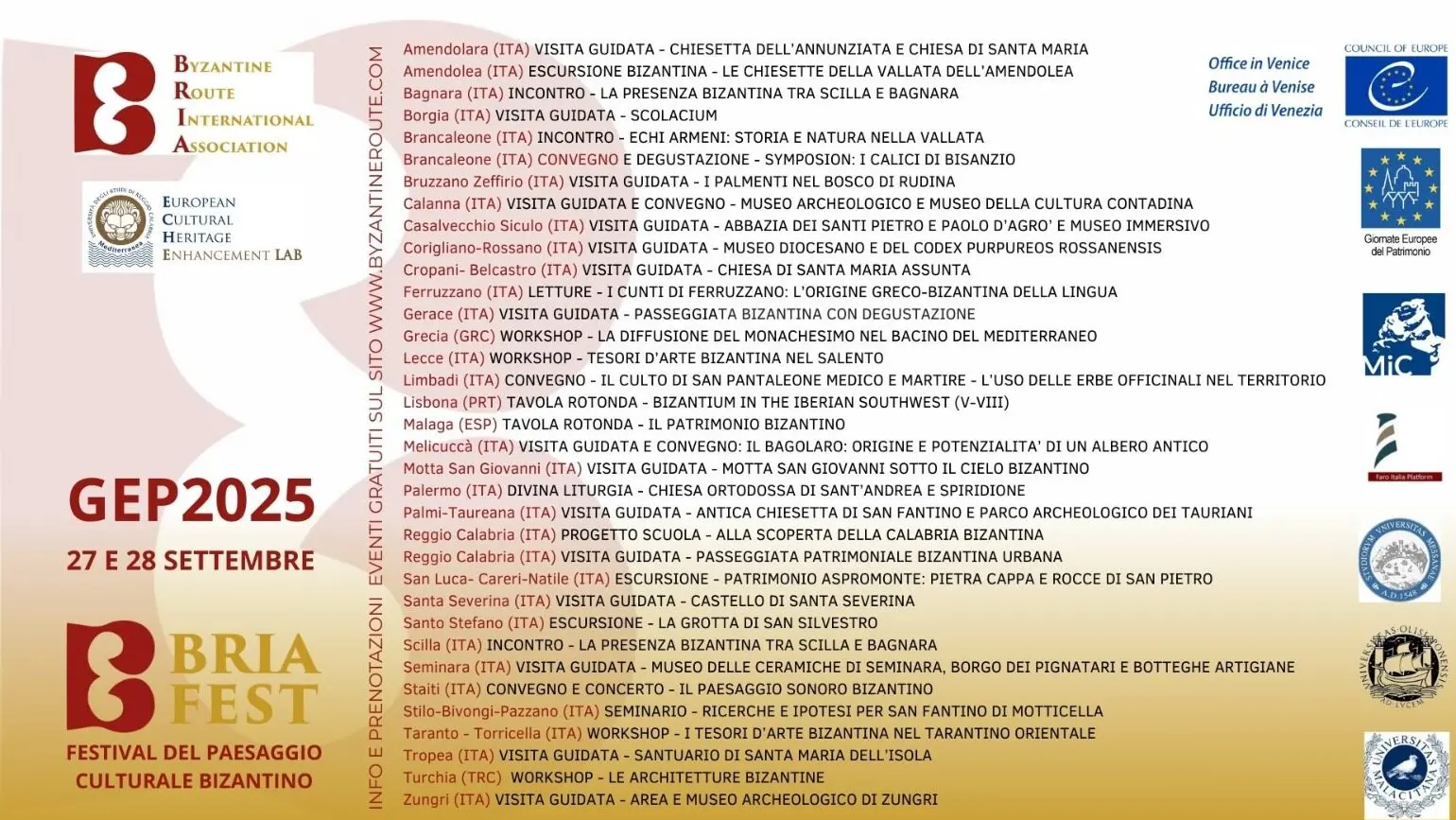 Al via il BRIA FEST: un itinerario internazionale tra i luoghi della memoria bizantina