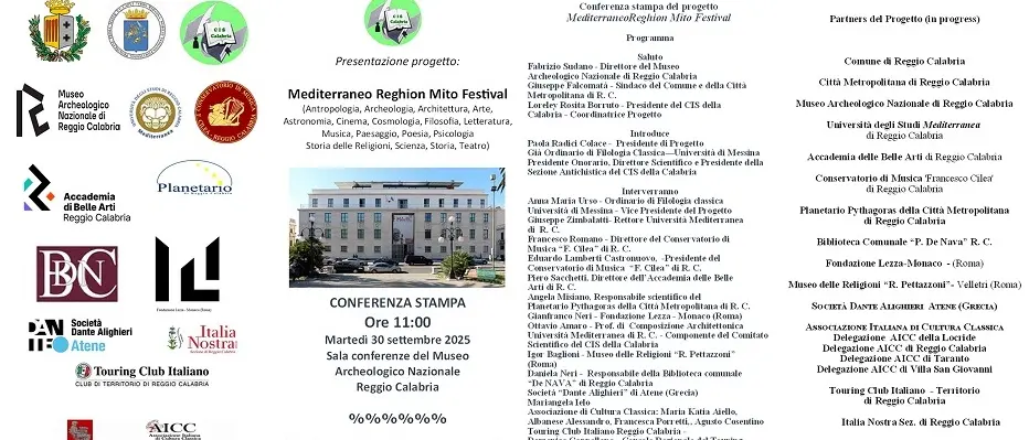 Reggio, il 30 settembre la presentazione del progetto “Mediterraneo Reghion Mito Festival”