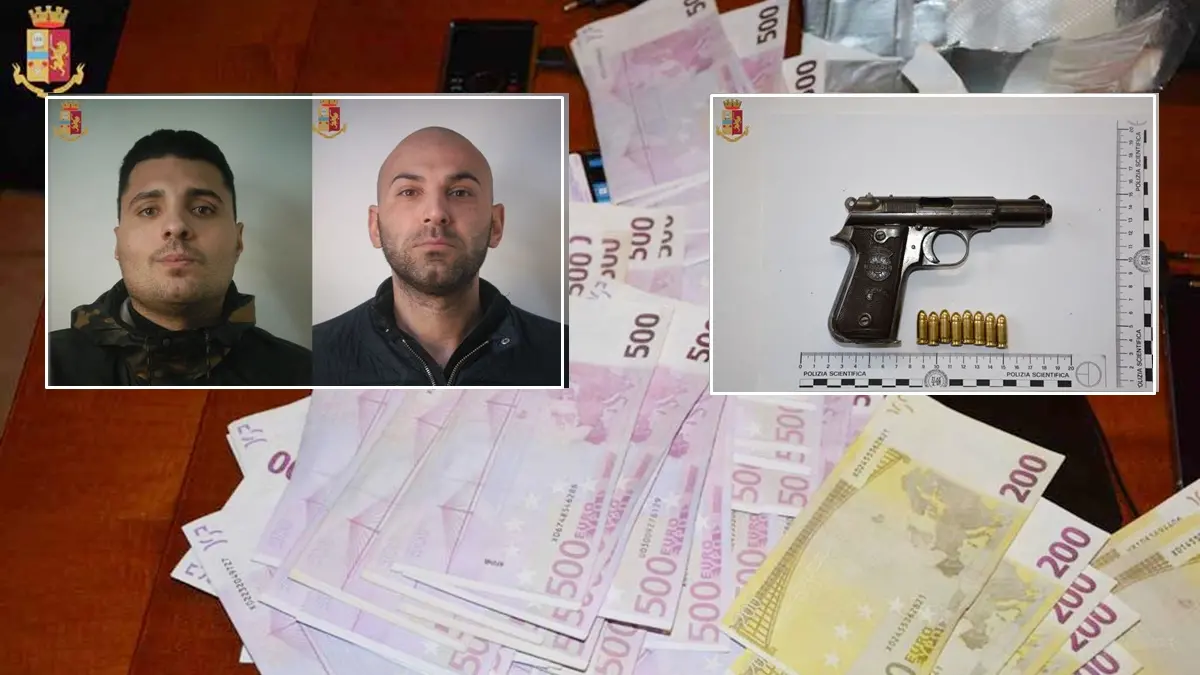 <p>Il denaro e la pistola sequestrati a Gerocarne e nei riquadri Antonio Campisi e Giuseppe Muzzupappa</p>\\n