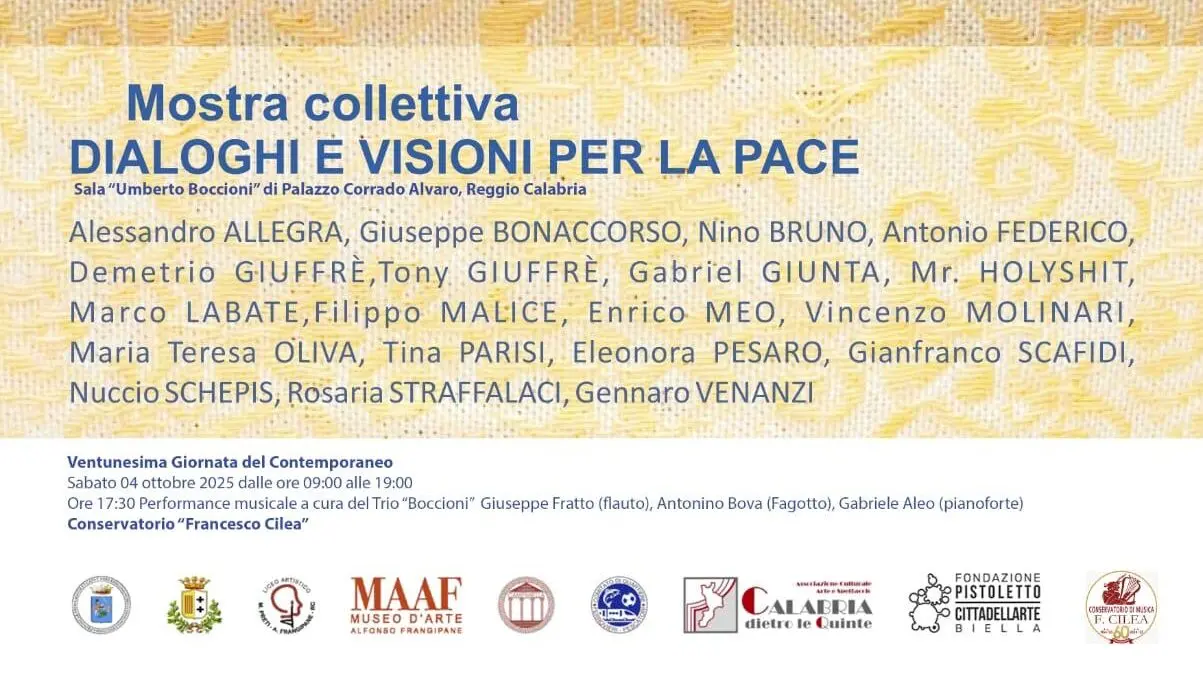 “Dialoghi e Visioni per la Pace”: a Reggio Calabria la collettiva per la XXI Giornata del Contemporaneo