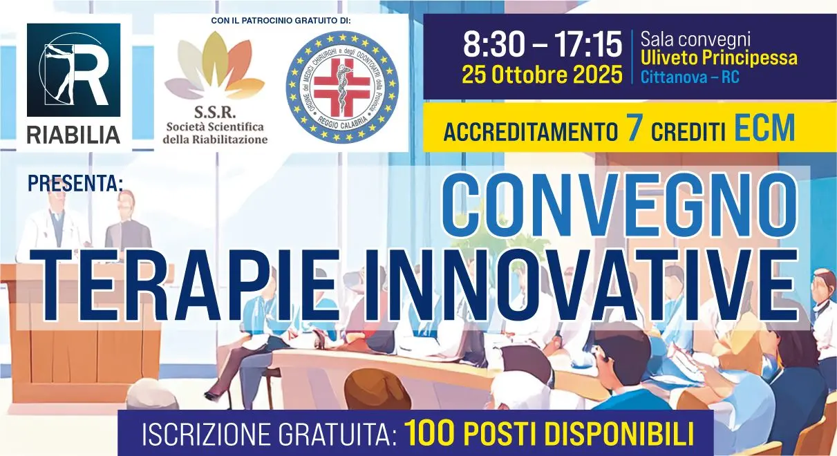 Riabilia investe nella sanità: il 25 ottobre a Cittanova il convegno “Terapie Innovative”