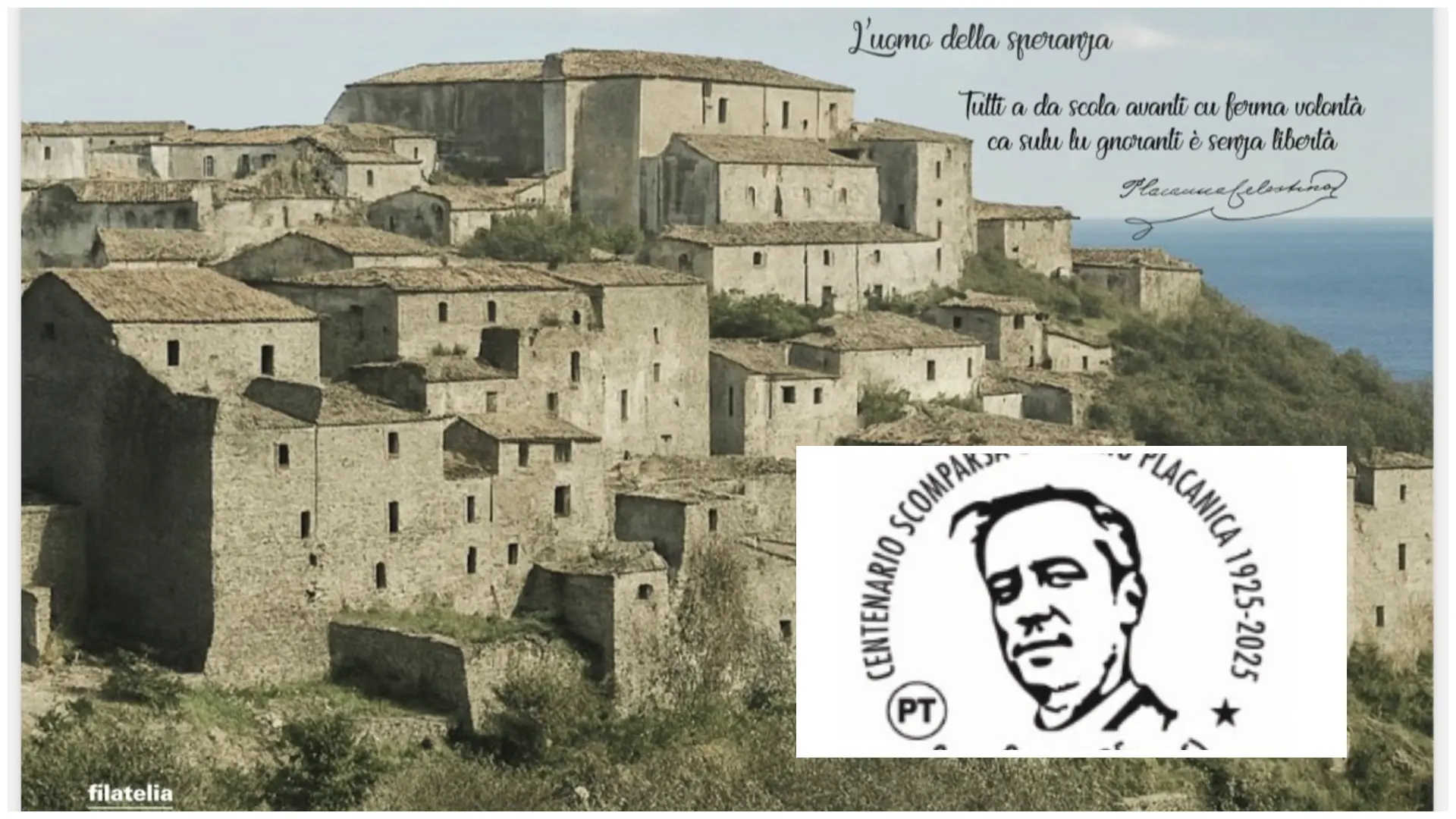 A Monasterace un annullo filatelico e una cartolina per il centenario della scomparsa di Celestino Placanica