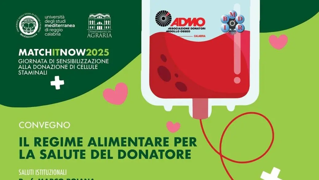Reggio, il 9 ottobre il convegno “Il regime alimentare per la salute del donatore”