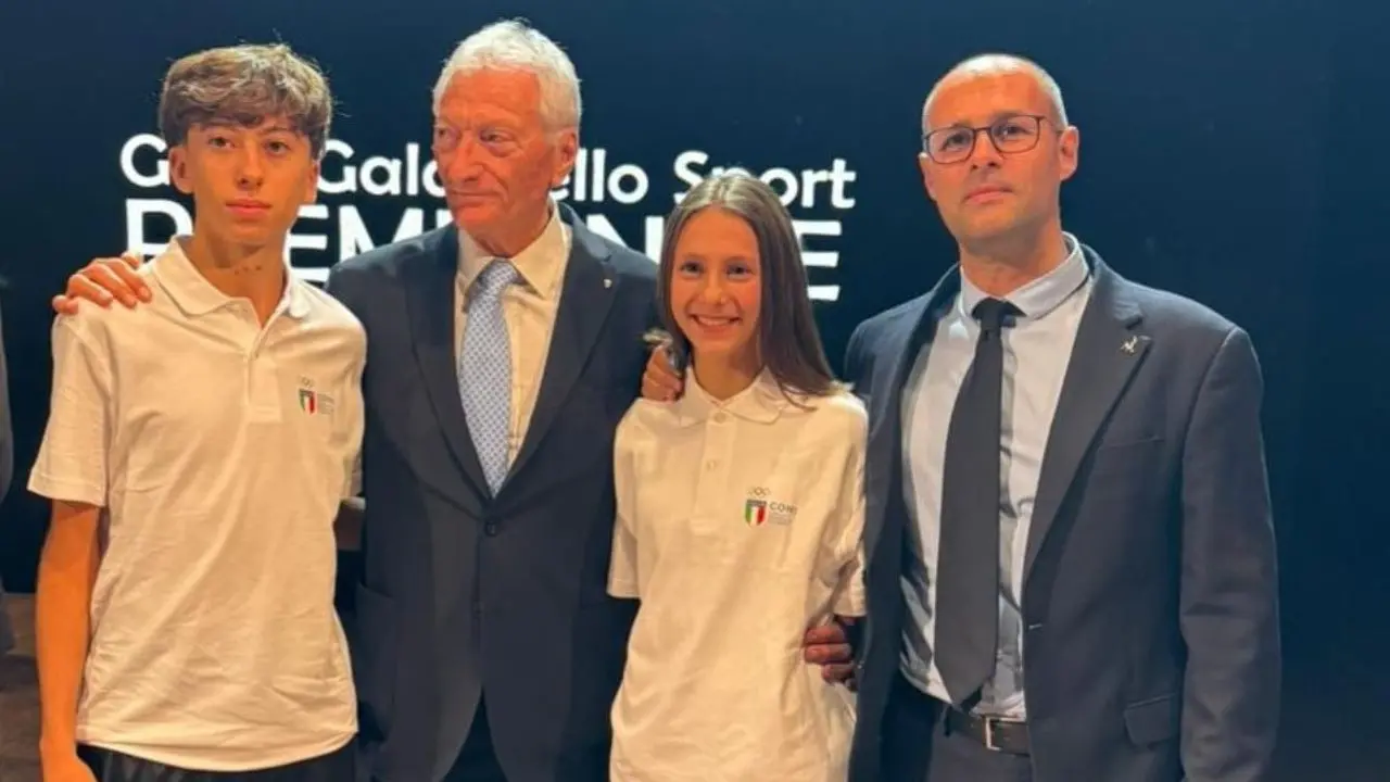 Nicoletti e Vergallo con il presidente del Coni Buonfiglio e il presidente Fita Calabria Mascaro