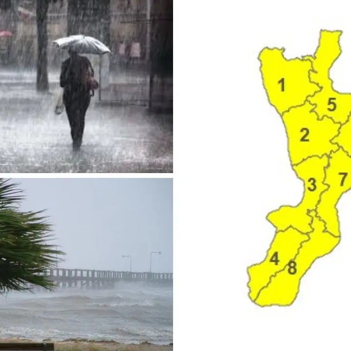 Calabria, allerta gialla per piogge e temporali: rischio grandine e forti raffiche di vento\n