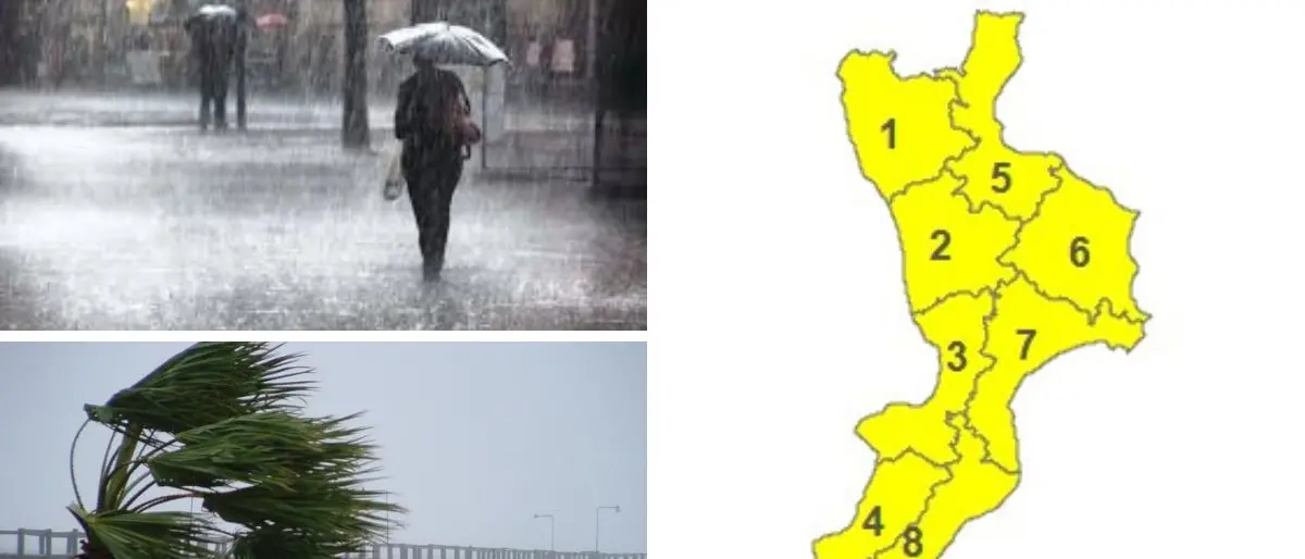 Calabria, allerta gialla per piogge e temporali: rischio grandine e forti raffiche di vento\n