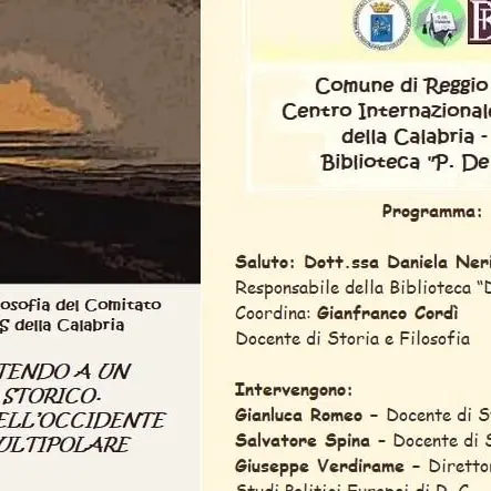 Reggio, tavola rotonda di filosofia dal titolo “Il tramonto dell’Occidente e la nascita multipolare”