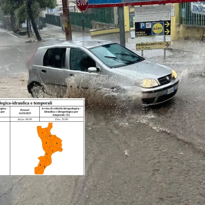 Maltempo, allerta arancione su tutta la Calabria oggi e domani: previsti temporali e nubifragi\n