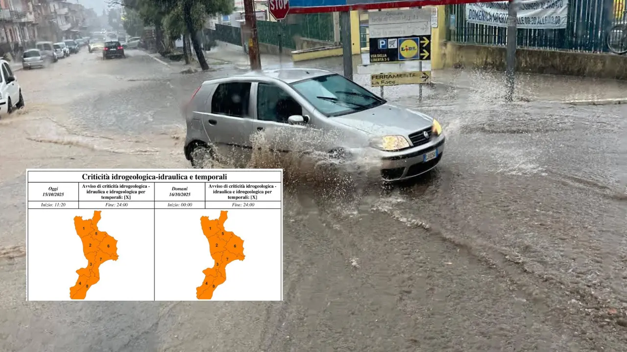 Maltempo, allerta arancione su tutta la Calabria oggi e domani: previsti temporali e nubifragi\n