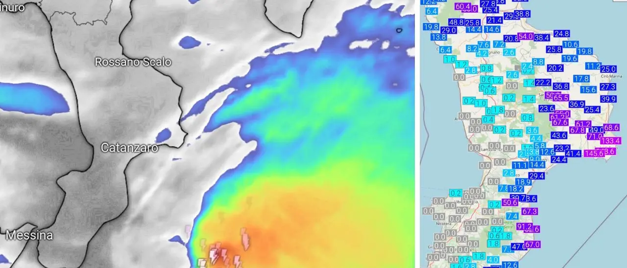 Sulla fascia jonica notte “arancione”: temporali e piogge intense, nel Crotonese superati i 140 mm\n
