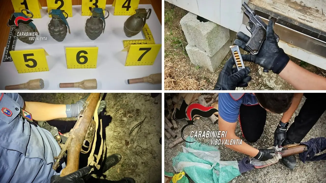 Zungri, arrestato un 77enne che aveva in casa un arsenale: munizioni, un fucile, una pistola e 4 bombe a mano\n