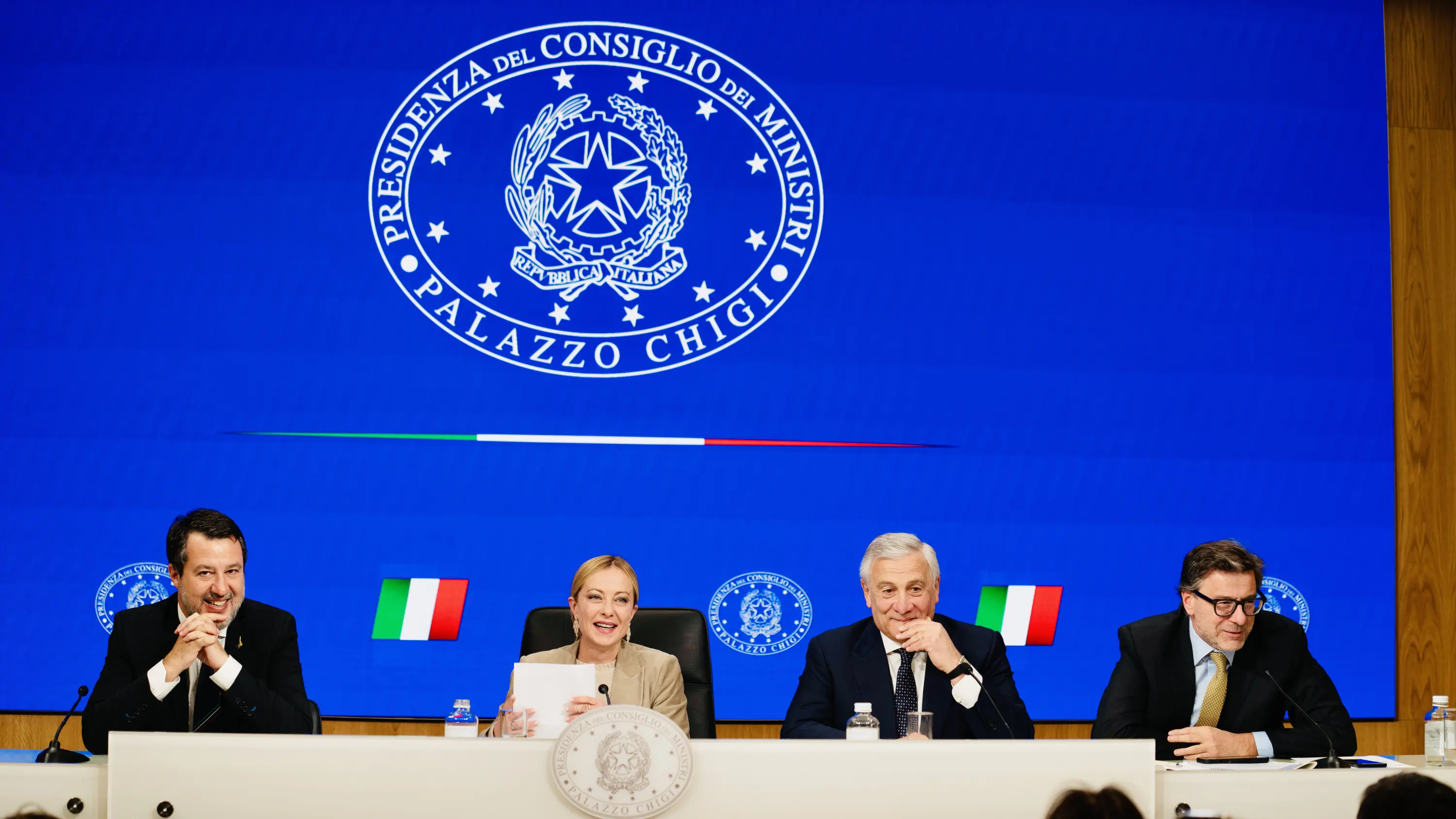 <p>La conferenza stampa della premier Giorgia Meloni (foto: Ufficio stampa Presidenza del Consiglio dei ministri)</p>\\n