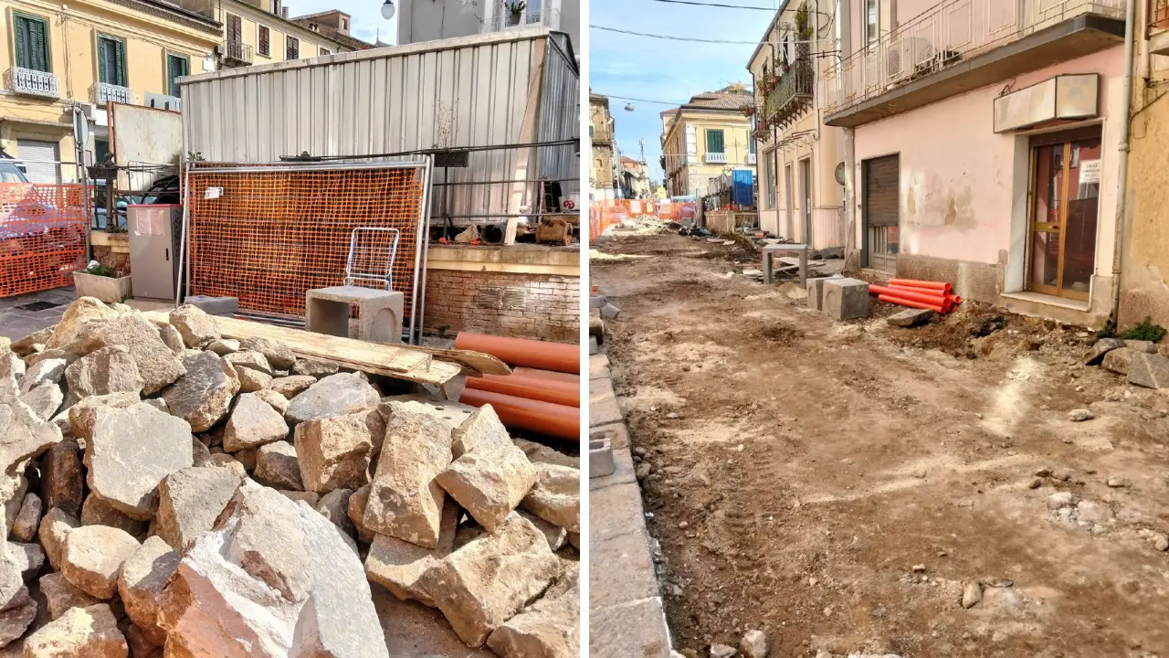 «Basole accatastate alla rifusa, così si distrugge la storia di Vibo»: Italia Nostra torna sui lavori in via Luigi Razza\n