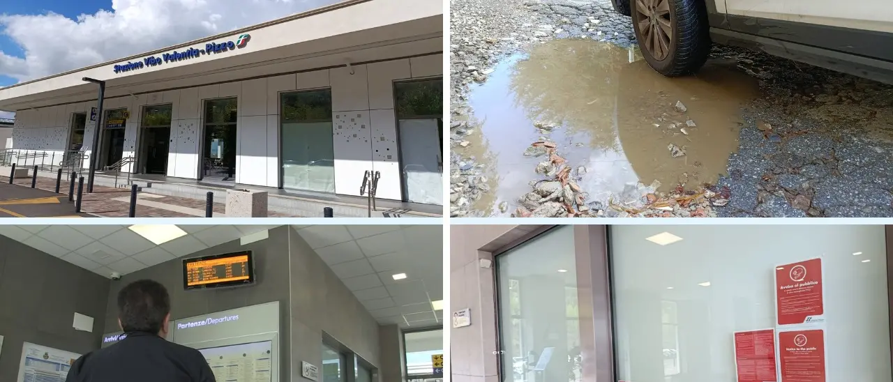 La stazione di Vibo-Pizzo ora è un gioiellino in mezzo al deserto: voragini, biglietteria chiusa e niente bar\n