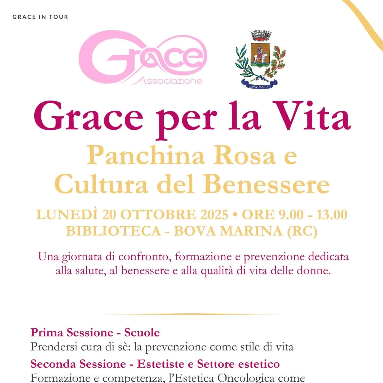 A Bova Marina la quinta edizione del “Grace Day”: una giornata di incontro, prevenzione e benessere\n
