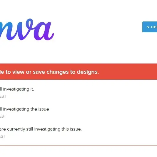 Down il servizio di design Canva e altre applicazioni