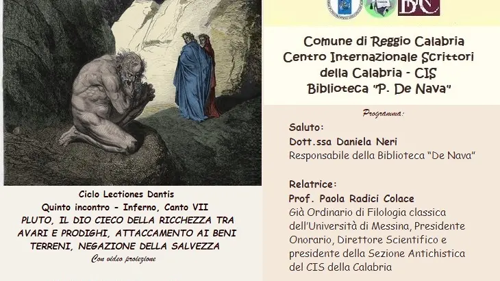Reggio, il Cis della Calabria\u00A0promuove il quinto incontro su Dante Inferno Canto VII\n