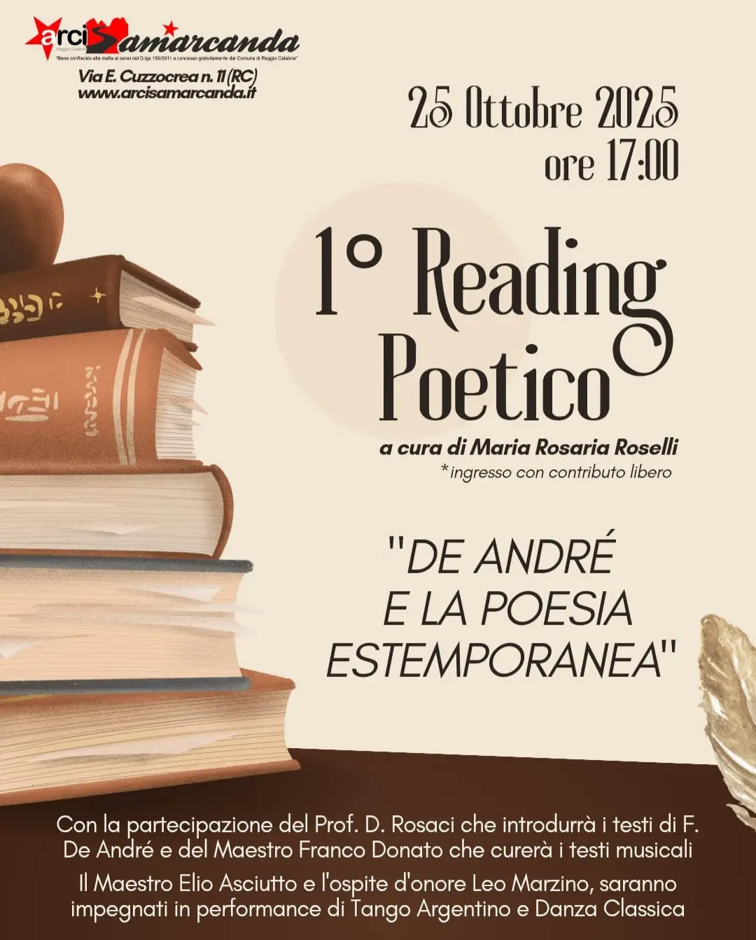 Al Circolo Arci Samarcanda il primo reading poetico dedicato a De André\n