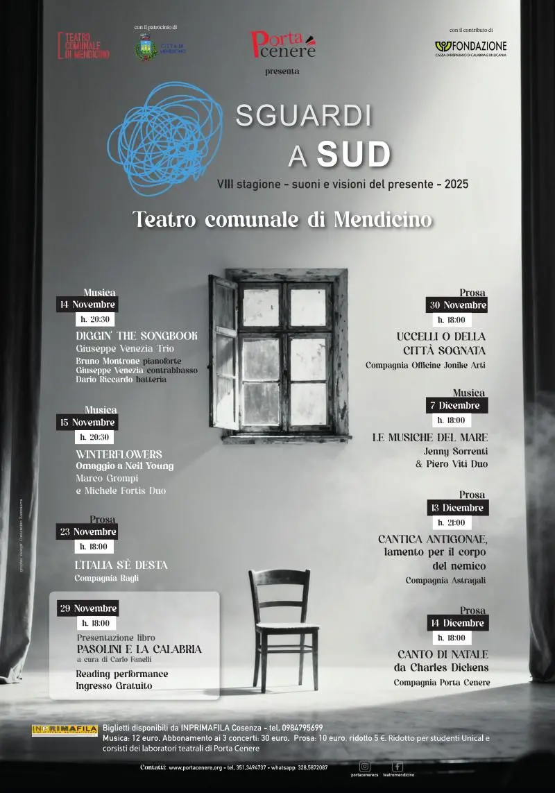 Sguardi a Sud, un mese di musica e teatro a Mendicino