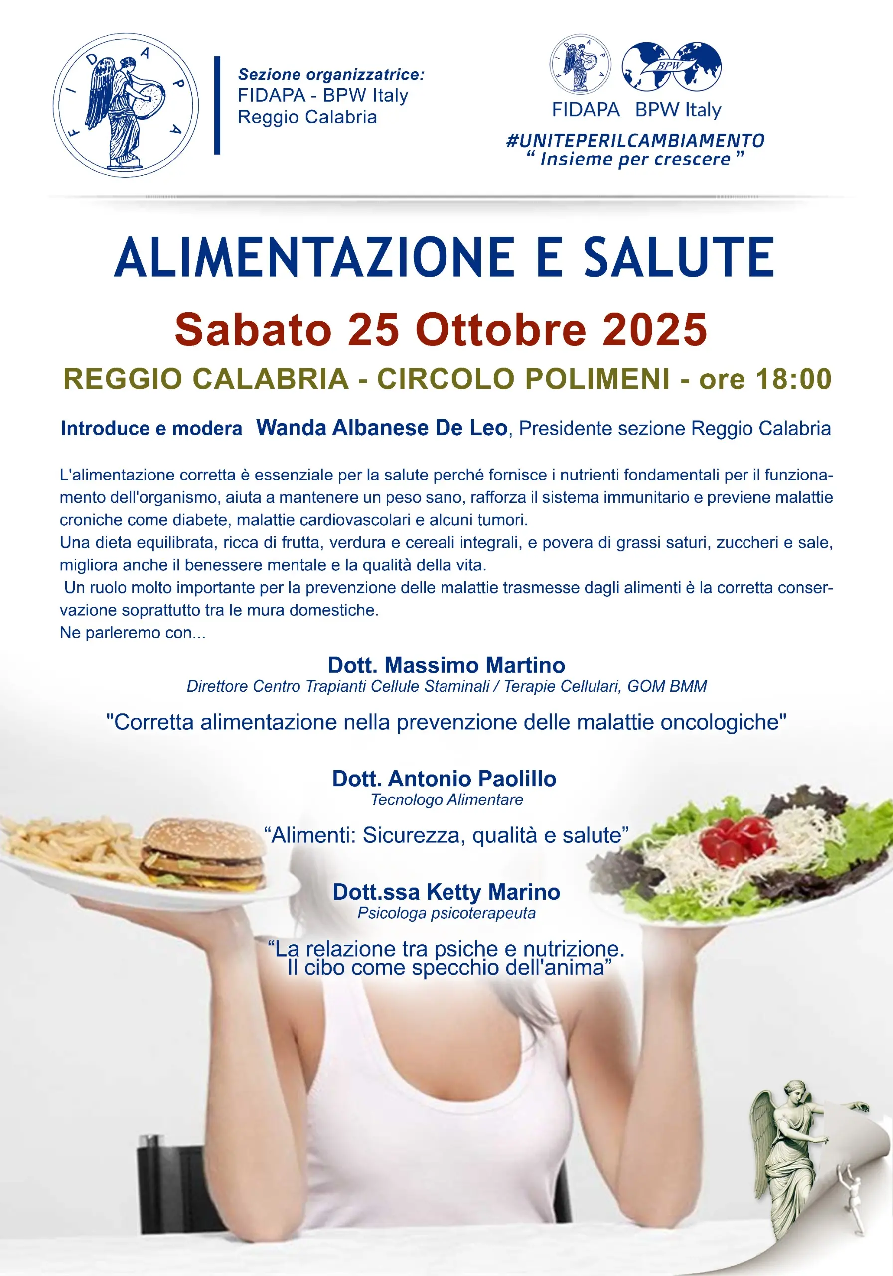 Reggio,\u00A0la Fidapa organizza un convegno sulla corretta alimentazione\n