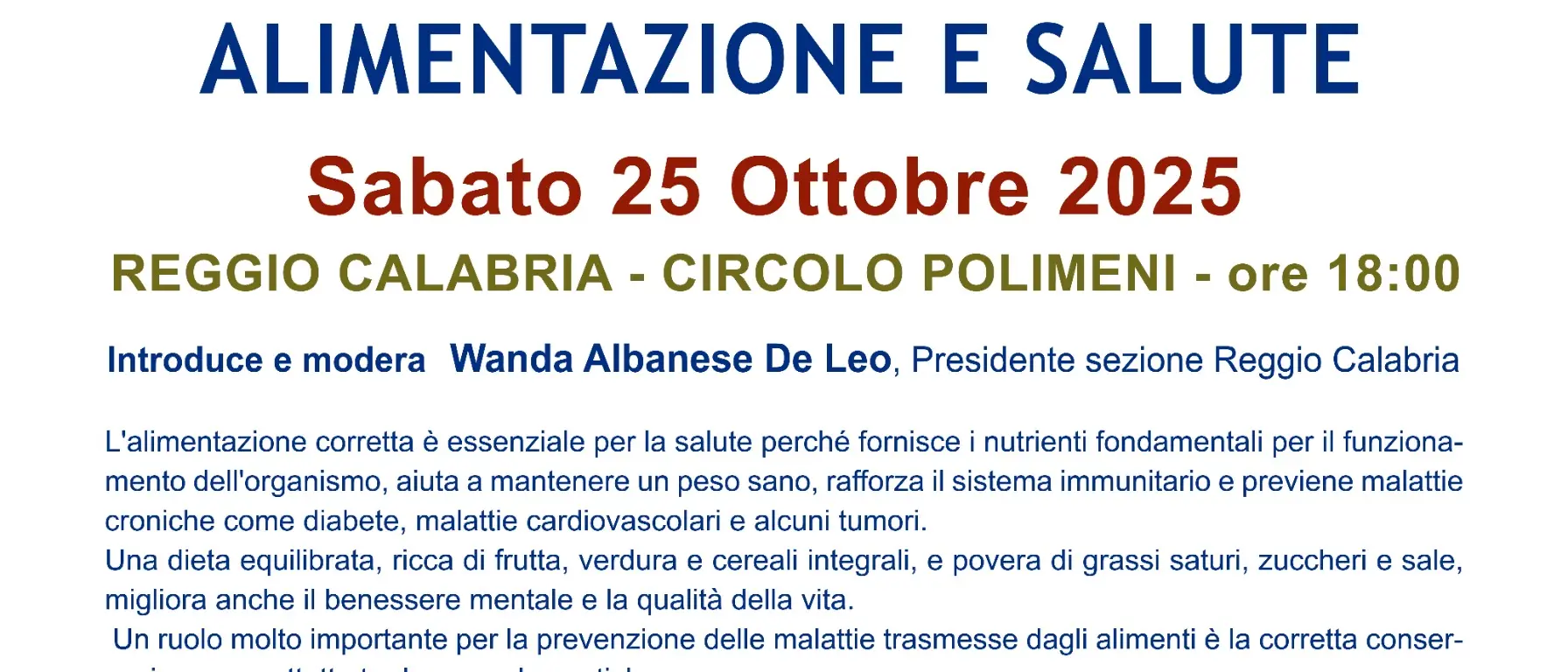 Reggio,\u00A0la Fidapa organizza un convegno sulla corretta alimentazione\n
