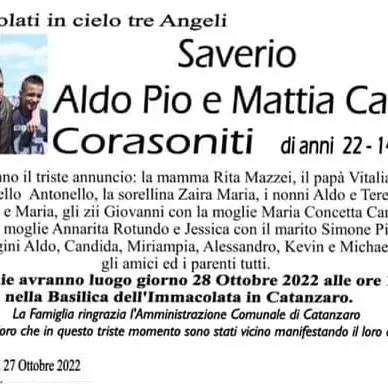 Rogo, venerdì funerali Corasoniti e lutto cittadino