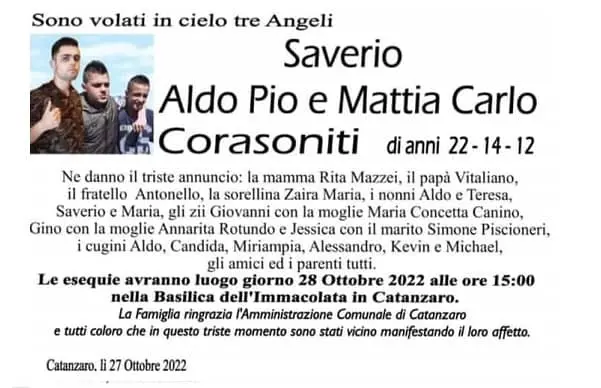 Rogo, venerdì funerali Corasoniti e lutto cittadino