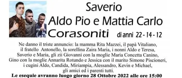 Rogo, venerdì funerali Corasoniti e lutto cittadino