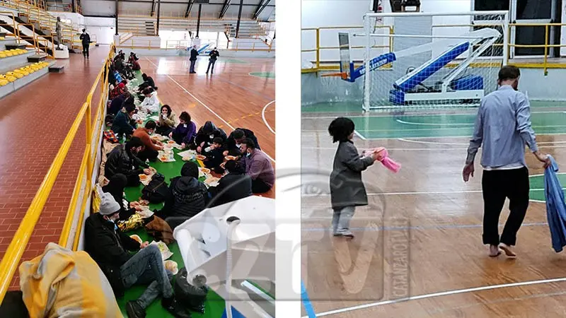 PalaGallo ricovero notturno per i migranti sbarcati stamane ad Alli