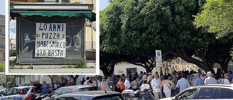 Depuratore Lido, cittadini (pochi) in piazza contro il fetore