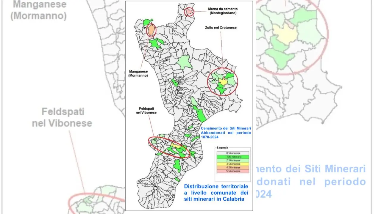 Distribuzione mineraria sul territorio calabrese