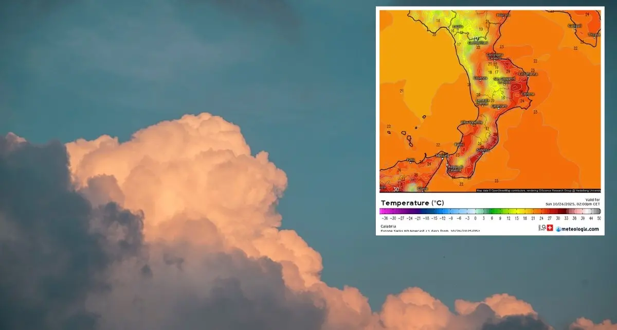 In Calabria la fine di ottobre si veste da agosto: domenica a 29 gradi ma domani arriva il crollo termico\n