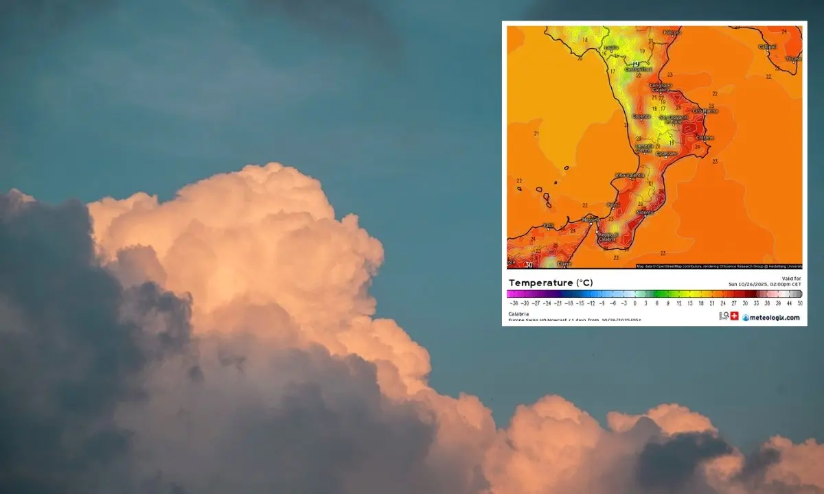 In Calabria la fine di ottobre si veste da agosto: domenica a 29 gradi ma domani arriva il crollo termico\n