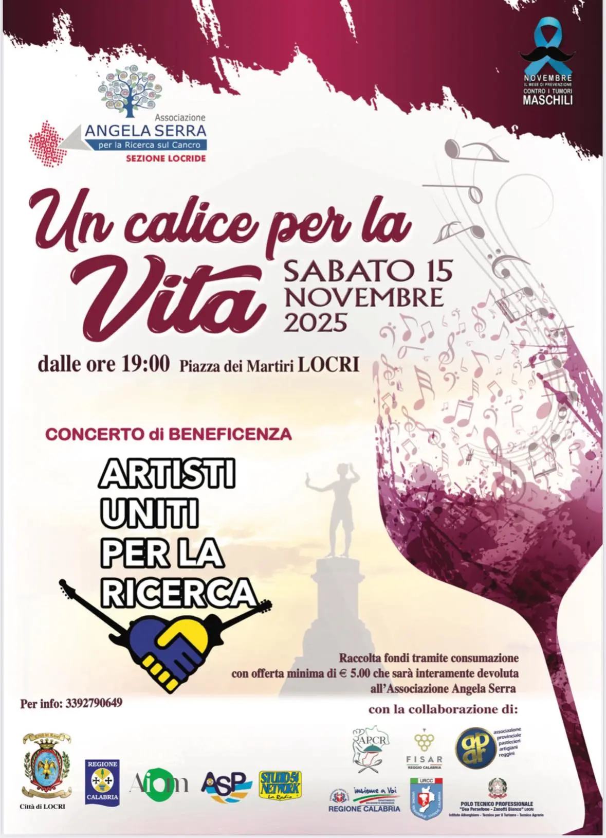 A Locri\u00A0il 14 novembre la terza edizione di “Un calice per la vita”\n