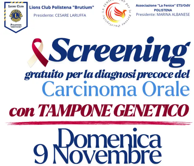 A Polistena screening gratuiti per il carcinoma del cavo orale\n